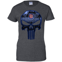 Load image into Gallery viewer, Chicago Cubs Baseball The Punisher Skull T-Shirt For Women