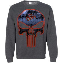 Load image into Gallery viewer, Baltimore Orioles Baseball The Punisher Skull Sweatshirt