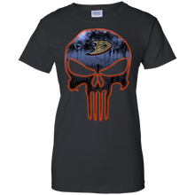 Load image into Gallery viewer, Anaheim Ducks Hockey The Punisher Skull T-Shirt For Women