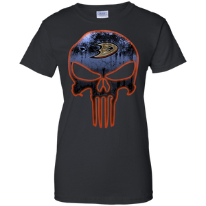 Anaheim Ducks Hockey The Punisher Skull T-Shirt For Women