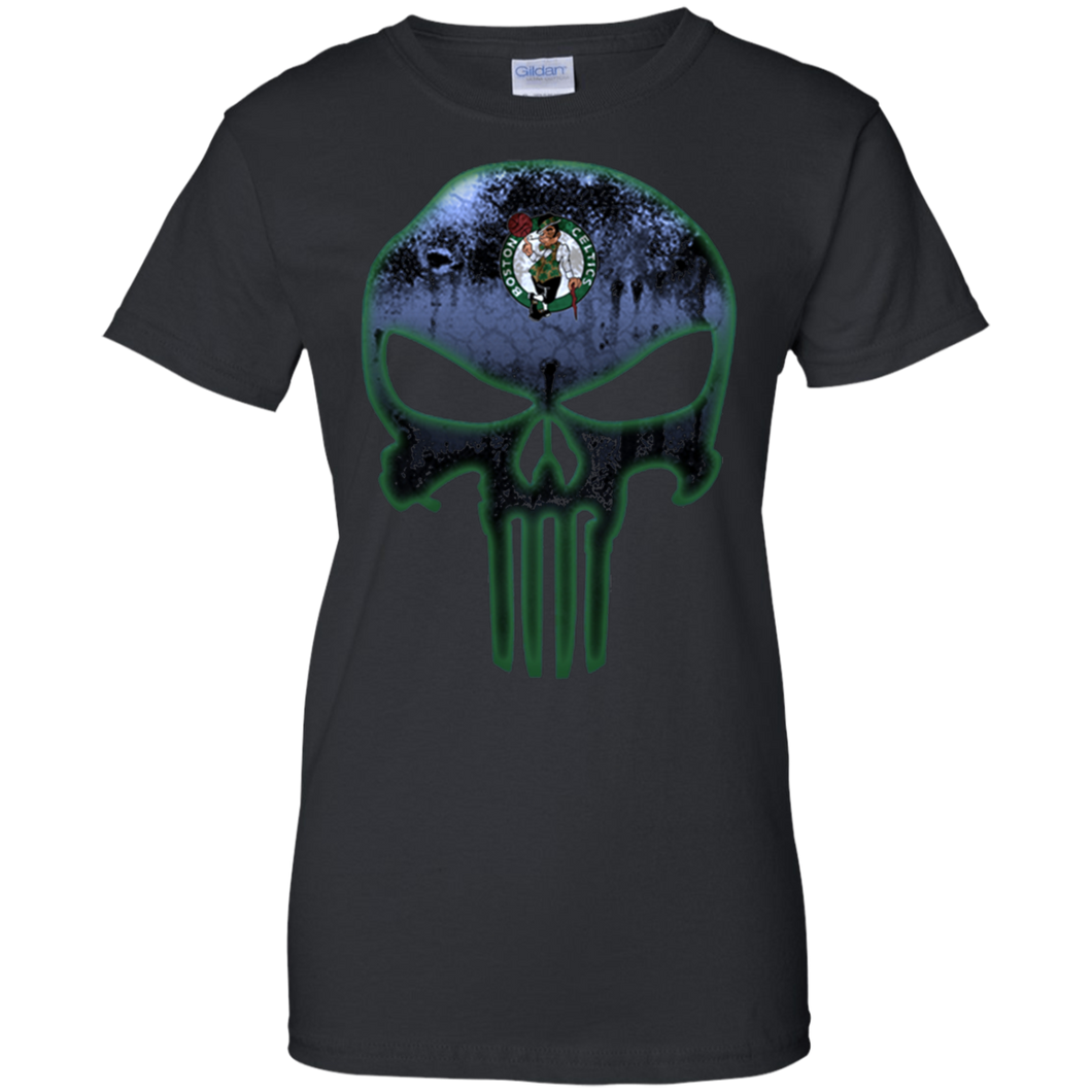 Boston Celtics Basketball The Punisher Skull T-Shirt For Women