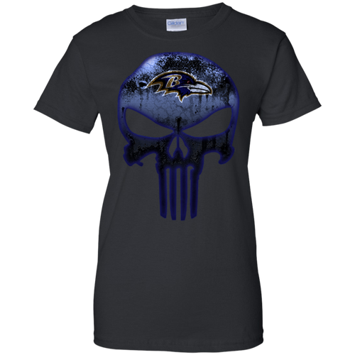 Baltimore Ravens Football The Punisher Skull T-Shirt For Women