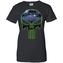 Load image into Gallery viewer, Seattle Seahawks Football The Punisher Skull T-Shirt For Women