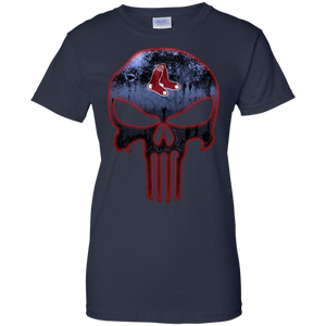 Boston Red Sox Baseball The Punisher Skull T-Shirt For Women