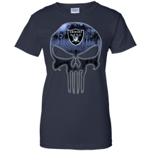 Load image into Gallery viewer, Oakland Raiders Football The Punisher Skull T-Shirt For Women