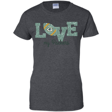 Load image into Gallery viewer, Glitter Love For Green Bay Packers Fans T-Shirt For Women