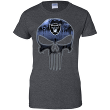 Load image into Gallery viewer, Oakland Raiders Football The Punisher Skull T-Shirt For Women