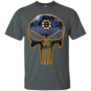 Boston Bruins Hockey The Punisher Skull T - Shirt For Men