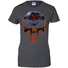 Load image into Gallery viewer, Oklahoma State Cowboys Football The Punisher Skull T-Shirt For Women