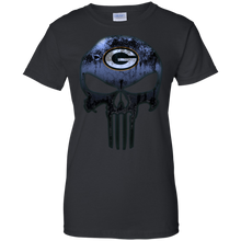 Load image into Gallery viewer, Green Bay Packers Football The Punisher Skull T-Shirt For Women