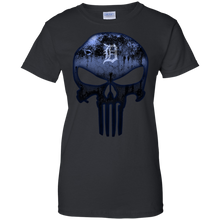 Load image into Gallery viewer, Detroit Tigers Baseball The Punisher Skull T-Shirt For Women