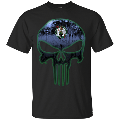 Boston Celtics Basketball The Punisher Skull T - Shirt For Men