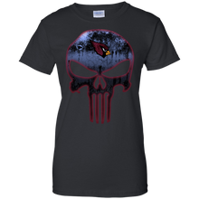 Load image into Gallery viewer, Arizona Cardinals Football The Punisher Skull T-Shirt For Women