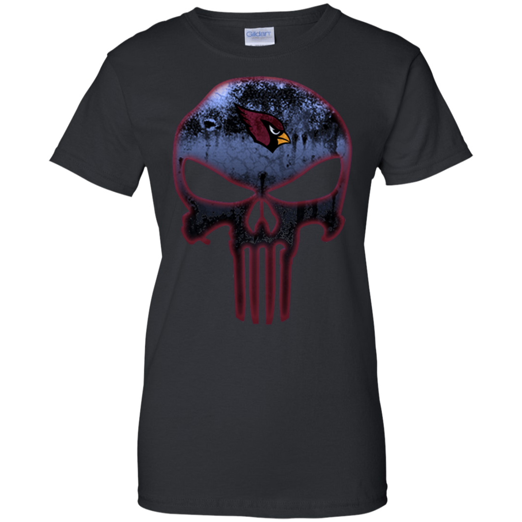 Arizona Cardinals Football The Punisher Skull T-Shirt For Women