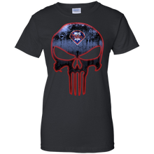 Load image into Gallery viewer, Philadelphia Phillies Baseball The Punisher Skull T-Shirt For Women