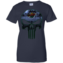 Load image into Gallery viewer, Minnesota Wild Hockey The Punisher Skull T-Shirt For Women