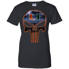 Load image into Gallery viewer, Miami Hurricanes Football The Punisher Skull T-Shirt For Women
