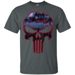 Atlanta Braves Baseball The Punisher Skull T - Shirt For Men