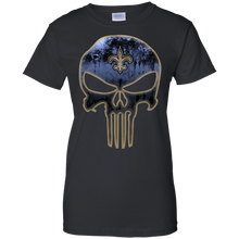 Load image into Gallery viewer, New Orleans Saints Football The Punisher Skull T-Shirt For Women