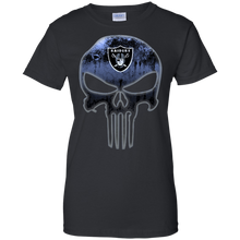 Load image into Gallery viewer, Oakland Raiders Football The Punisher Skull T-Shirt For Women