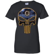 Load image into Gallery viewer, Boston Bruins Hockey The Punisher Skull T-Shirt For Women