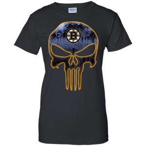 Boston Bruins Hockey The Punisher Skull T-Shirt For Women