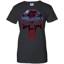 Load image into Gallery viewer, Wisconsin Badgers Football The Punisher Skull T-Shirt For Women