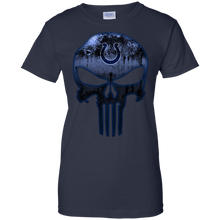 Load image into Gallery viewer, Indianapolis Colts Football The Punisher Skull T-Shirt For Women