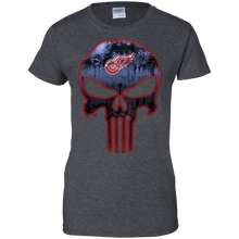 Load image into Gallery viewer, Detroit Red Wings Hockey The Punisher Skull T-Shirt For Women