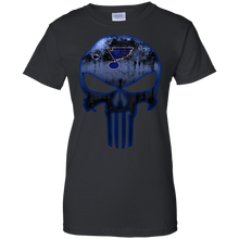 Load image into Gallery viewer, St. Louis Blues Hockey The Punisher Skull T-Shirt For Women