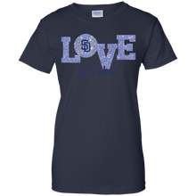 Load image into Gallery viewer, Glitter Love For San Diego Padres Fans T-Shirt For Women