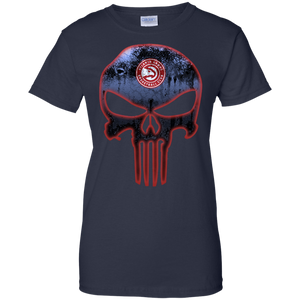 Atlanta Hawks Basketball The Punisher Skull T-Shirt For Women