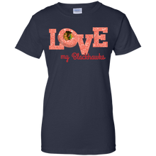 Load image into Gallery viewer, Glitter Love For Chicago Blackhawks Fans T-Shirt For Women