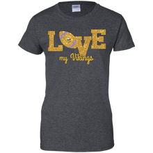 Load image into Gallery viewer, Glitter Love For Minnesota Vikings Fans T-Shirt For Women