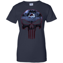 Load image into Gallery viewer, Colorado Avalanche Hockey The Punisher Skull T-Shirt For Women