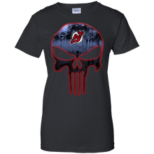 Load image into Gallery viewer, New Jersey Devils Hockey The Punisher Skull T-Shirt For Women