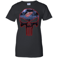 Load image into Gallery viewer, Detroit Red Wings Hockey The Punisher Skull T-Shirt For Women