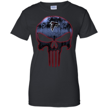 Load image into Gallery viewer, Atlanta Falcons Football The Punisher Skull T-Shirt For Women