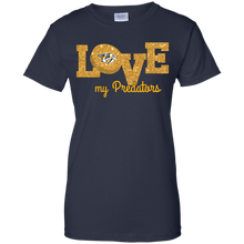 Load image into Gallery viewer, Glitter Love For Nashville Predators Fans T-Shirt For Women