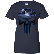 Load image into Gallery viewer, San Diego Padres Baseball The Punisher Skull T-Shirt For Women