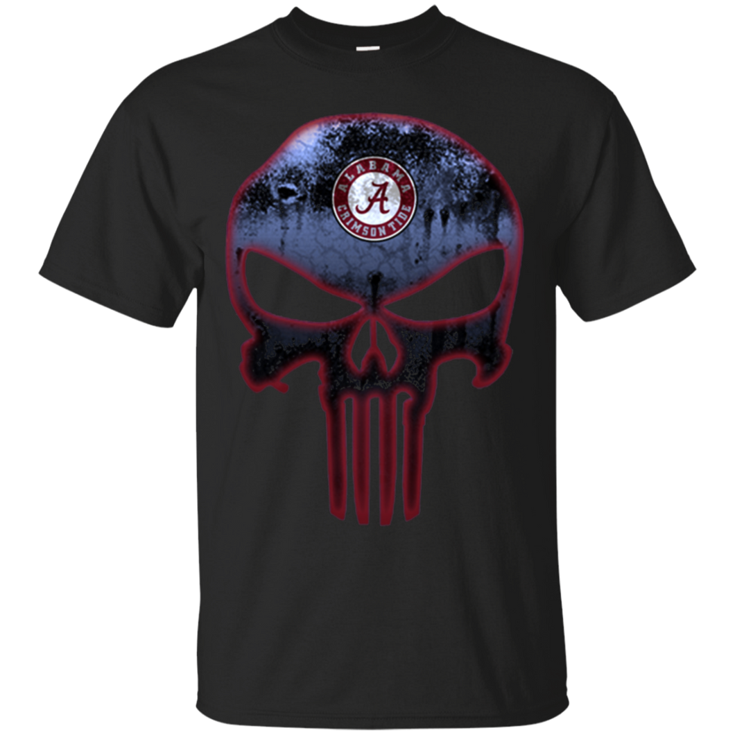 Alabama Crimson Football The Punisher Skull T - Shirt For Men