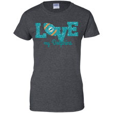 Load image into Gallery viewer, Glitter Love For Miami Dolphins Fans T-Shirt For Women