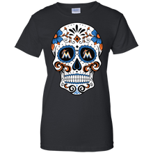 Load image into Gallery viewer, Miami Marlins Sugar Skull T-Shirt For Women