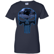 Load image into Gallery viewer, Carolina Panthers Football The Punisher Skull T-Shirt For Women
