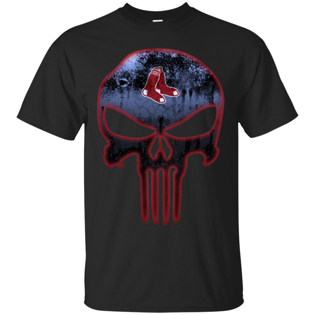 Boston Red Sox Baseball The Punisher Skull T - Shirt For Men