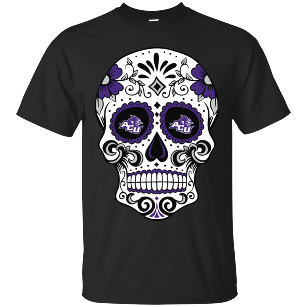 Abilene Christian Wildcats Sugar Skull T - Shirt For Men