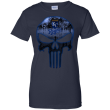Load image into Gallery viewer, Kansas City Royals Baseball The Punisher Skull T-Shirt For Women