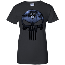 Load image into Gallery viewer, Brooklyn Nets Basketball The Punisher Skull T-Shirt For Women