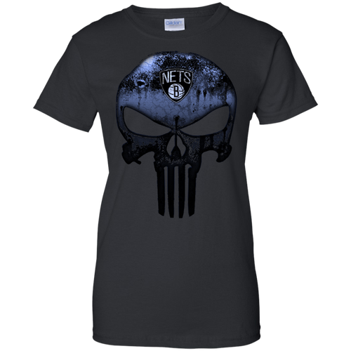 Brooklyn Nets Basketball The Punisher Skull T-Shirt For Women