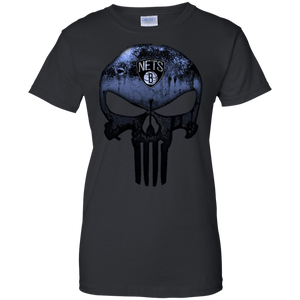 Brooklyn Nets Basketball The Punisher Skull T-Shirt For Women